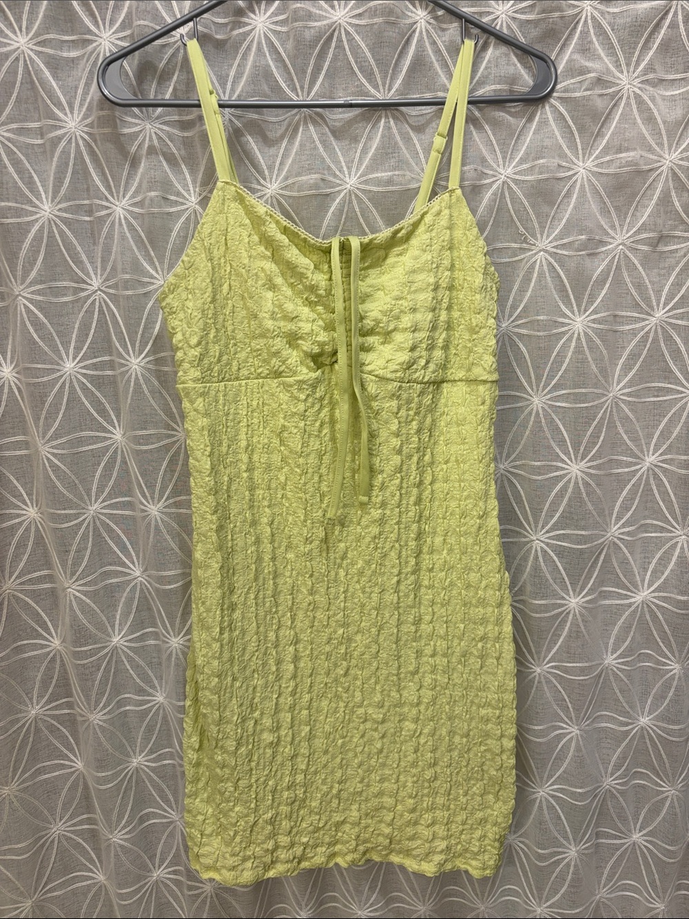 No Boundaries Lime Yellow Textured Spaghetti Strap Camisole Dress